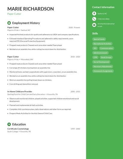 Paper Cutter Resume