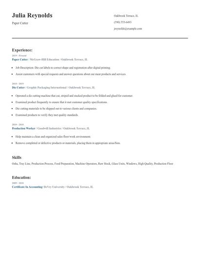 Paper Cutter Resume