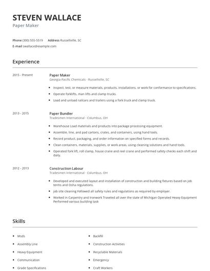 Paper Maker Resume
