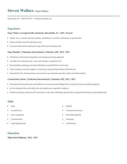 Paper Maker Resume