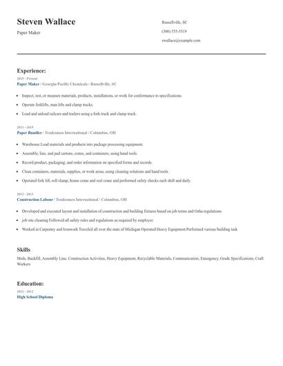 Paper Maker Resume
