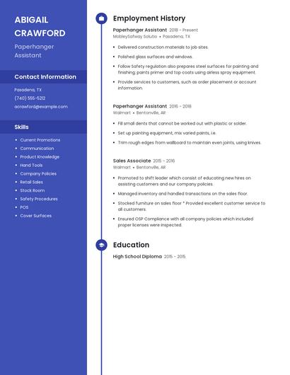 Paperhanger Assistant Resume