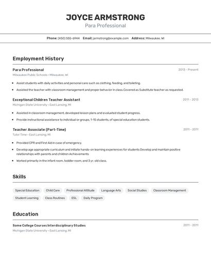 Resume example 2