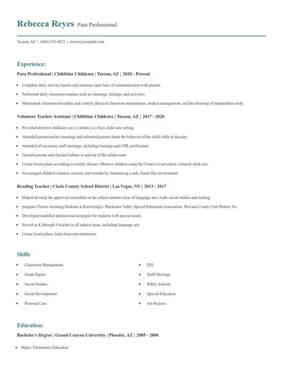Para Professional Resume