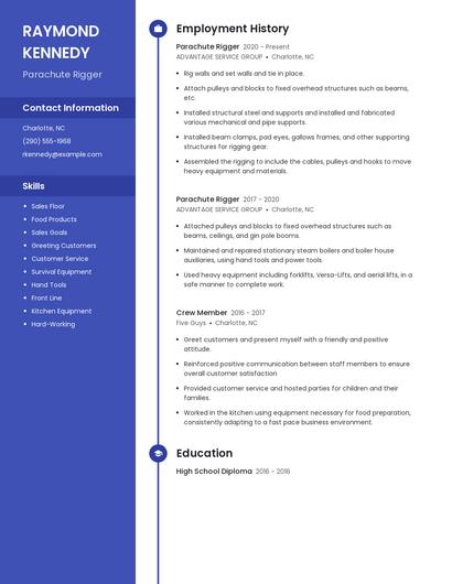 Parachute Rigger Resume
