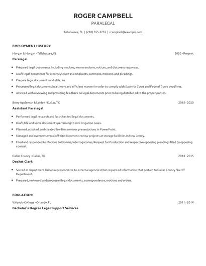 Paralegal Resume
