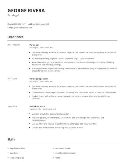 Paralegal Resume