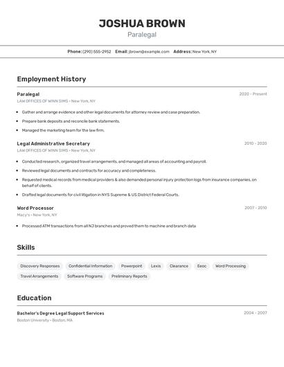Resume example 2