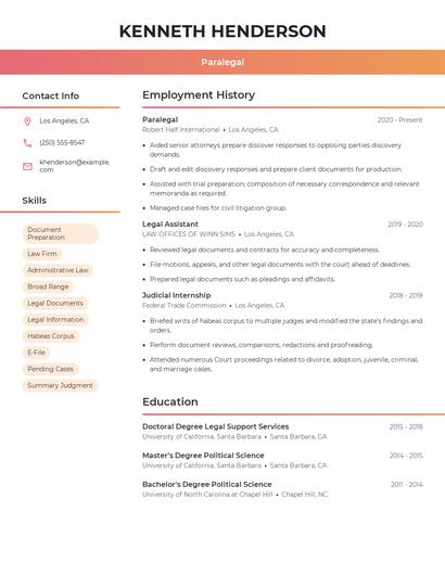 Paralegal Resume