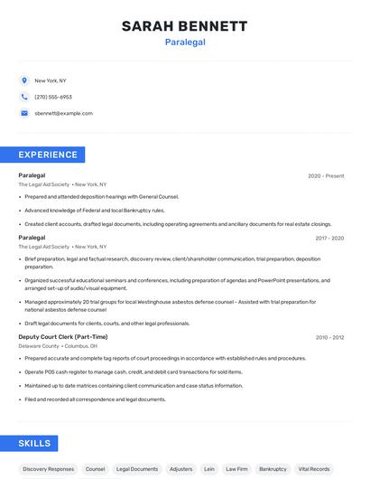 Paralegal Resume