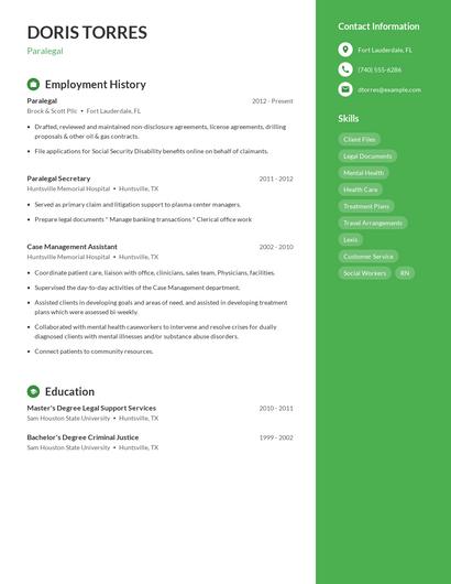 Paralegal Resume