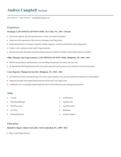 Paralegal Resume