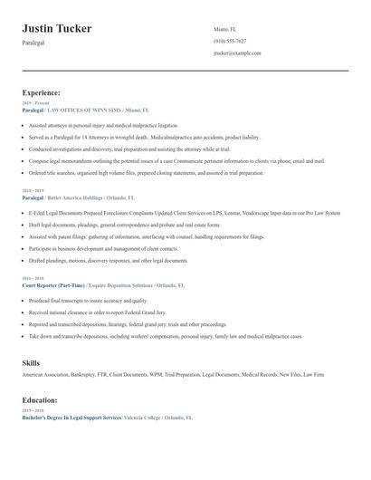 Paralegal Resume