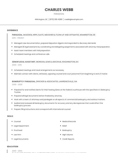 Paralegal Resume