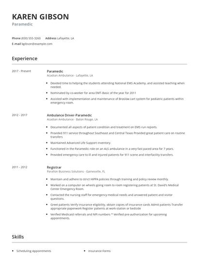 Paramedic Resume