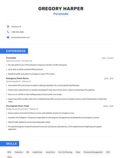 Paramedic Resume