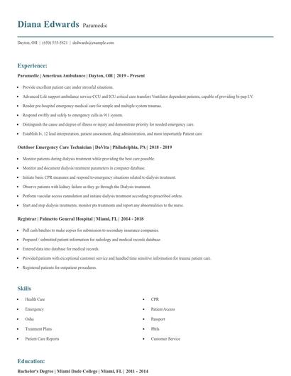 Paramedic Resume
