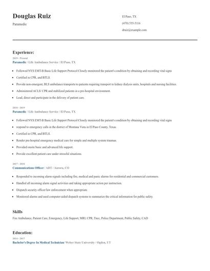 Paramedic Resume