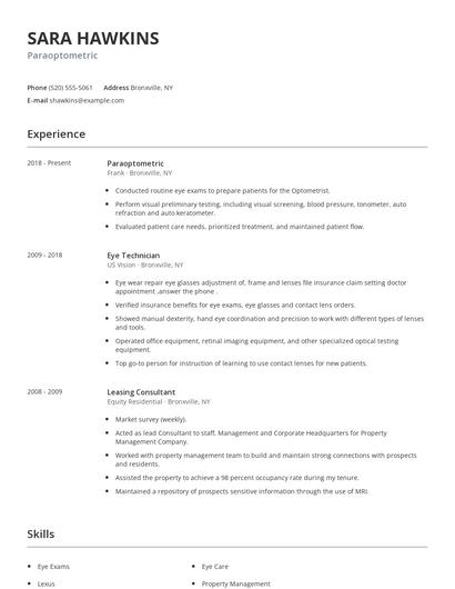 Paraoptometric Resume