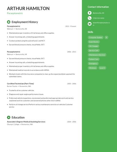 Paraoptometric Resume