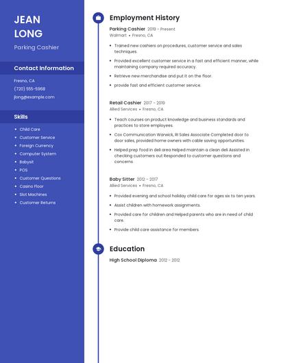 Parking Cashier Resume