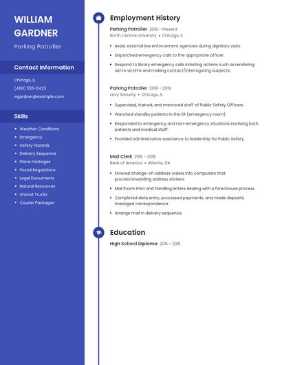 Parking Patroller Resume