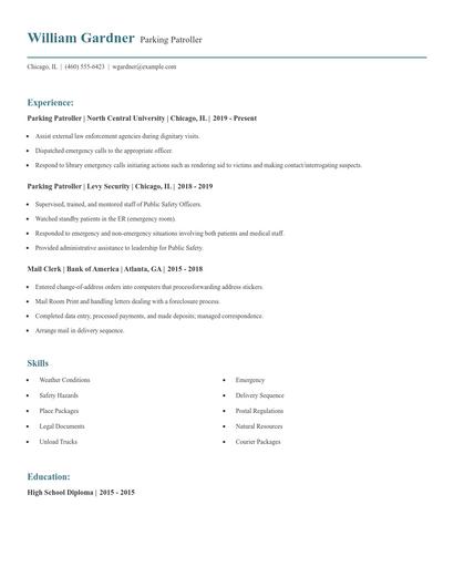 Parking Patroller Resume