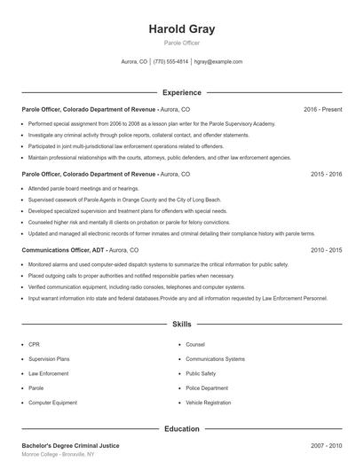 Resume example 1