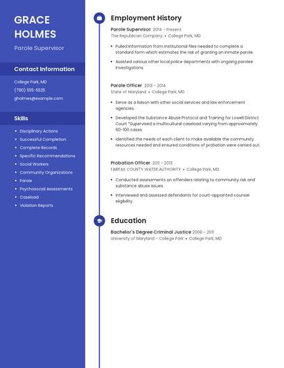 Parole Supervisor Resume