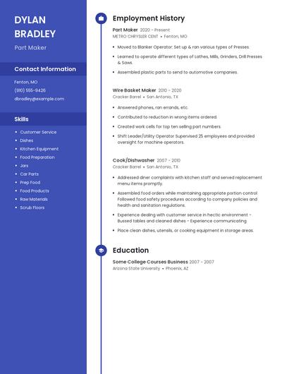 Part Maker Resume