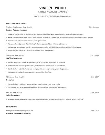Partner Account Manager Resume
