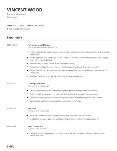 Partner Account Manager Resume