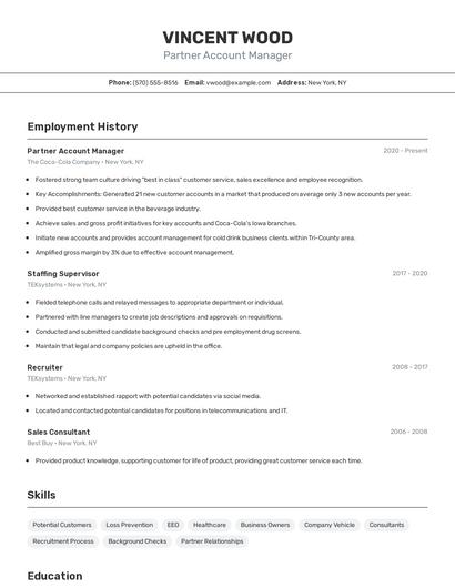 Partner Account Manager Resume