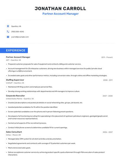 Partner Account Manager Resume