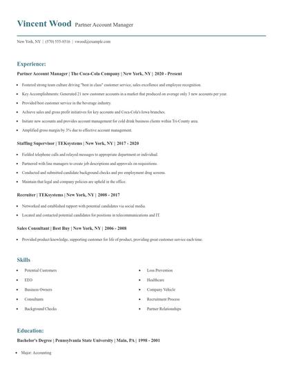 Partner Account Manager Resume