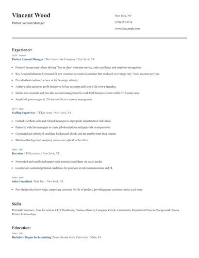 Partner Account Manager Resume