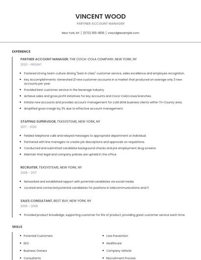 Partner Account Manager Resume