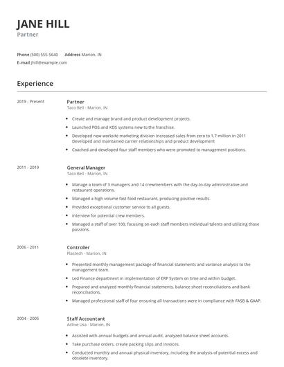 Partner Resume