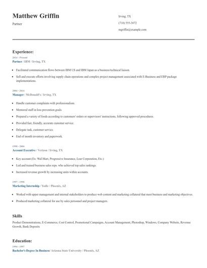 Partner Resume