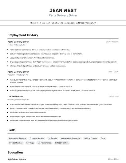 Resume example 2