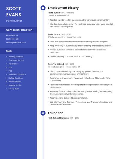 Parts Runner Resume
