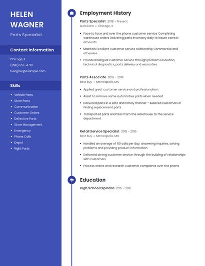Parts Specialist Resume