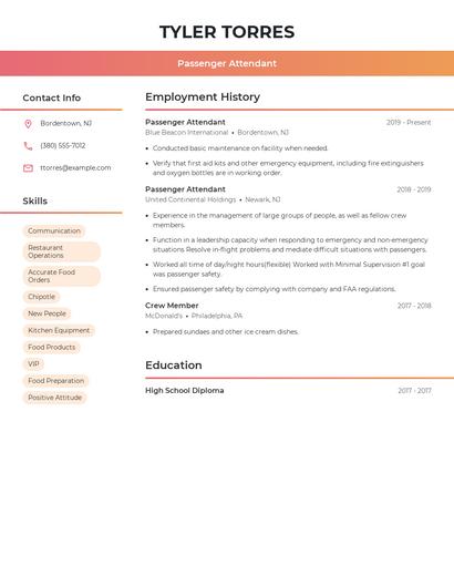 Passenger Attendant Resume
