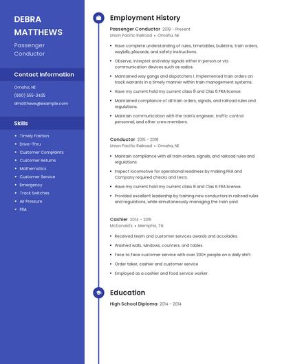 Passenger Conductor Resume