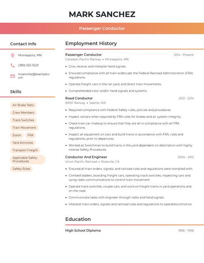 Passenger Conductor Resume