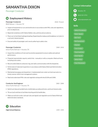 Passenger Conductor Resume