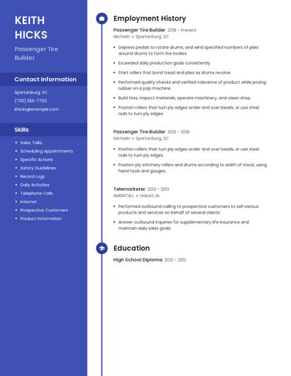Passenger Tire Builder Resume