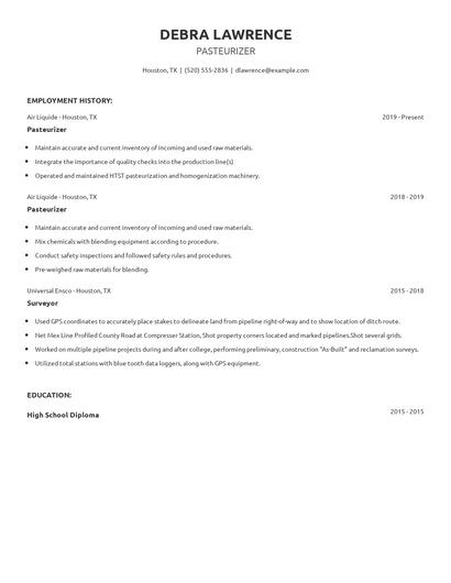 Pasteurizer Resume