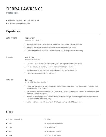 Pasteurizer Resume
