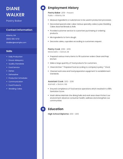 Pastry Baker Resume